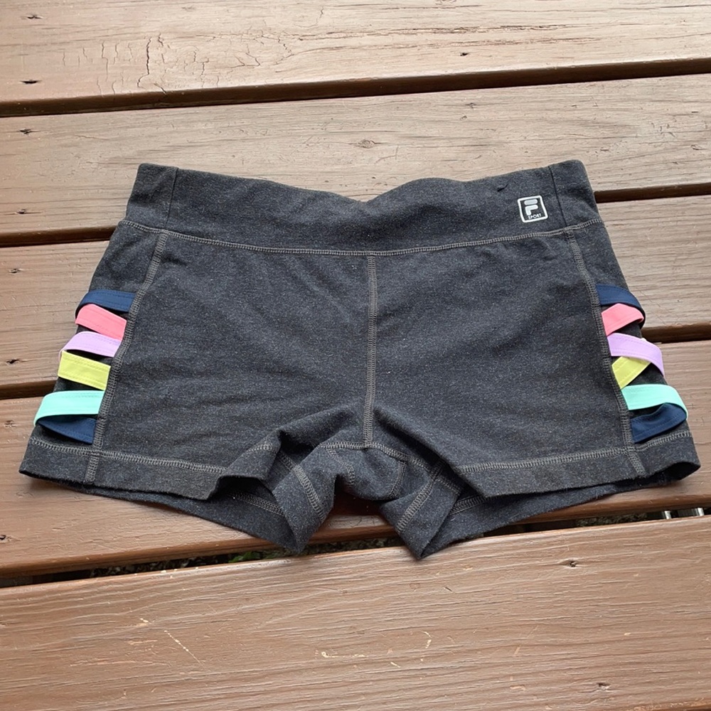 Fila Sport athletic shorts - gray with colorful details on sides. Size Large